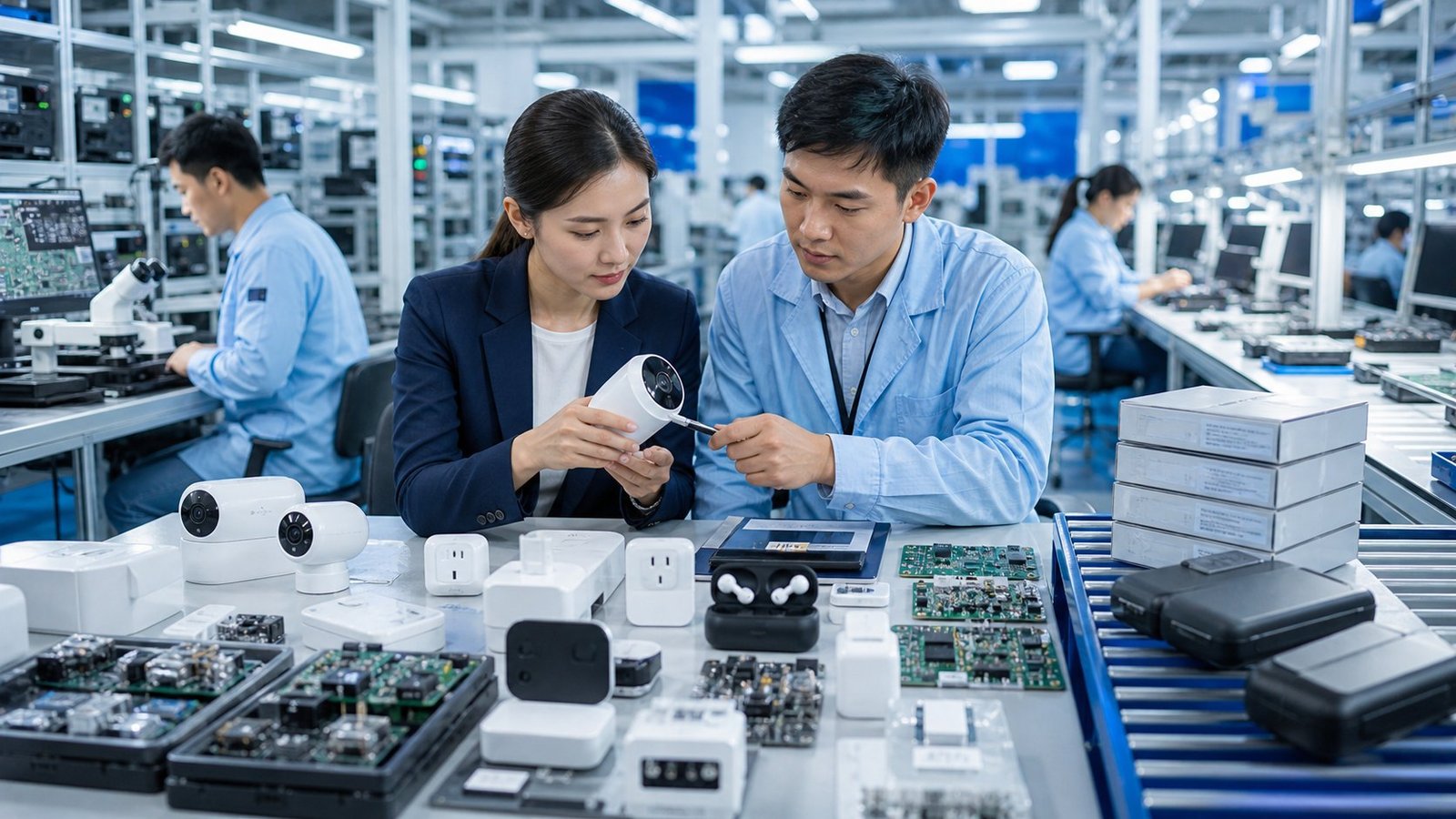 Buyer evaluating private label power bank suppliers in China